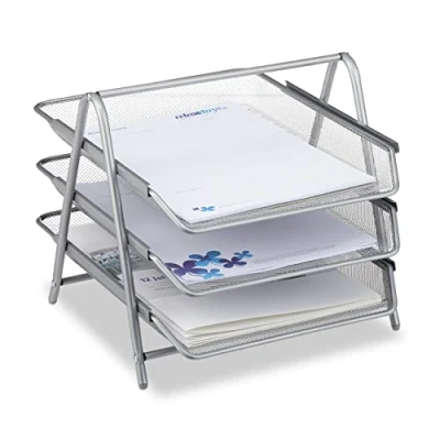 Abbildung von relaxdays Briefablage Dokumentenablage aus Metall, Silber
