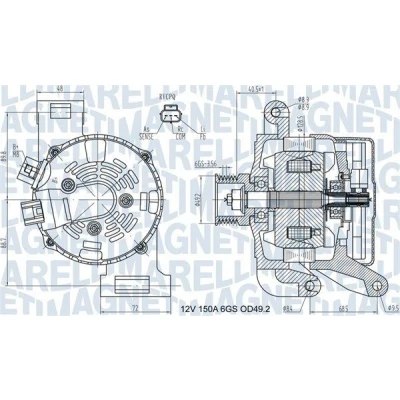 Abbildung von MAGNETI MARELLI 063731575010 Lichtmaschine 12V 150A FORD: Focus 2 Schrägheck, Kombi, C Max
