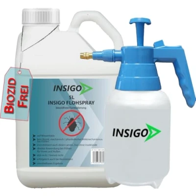 Abbildung von INSIGO Flohspray für Wohnung und Möbel 5L + 2L Drucksprüher Abwehrspray gegen Flöhe mit Sofortschutz Floh Spray Hunde Katzen Flohmittel hochwirksam &amp; laborgeprüft