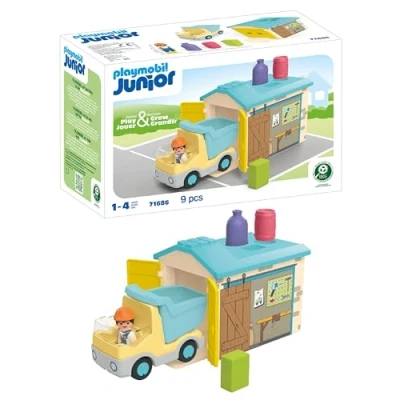 Abbildung von Playmobil® Konstruktions Spielset LKW mit Sortiergarage (71686), JUNIOR, (9 St), Made in Europe