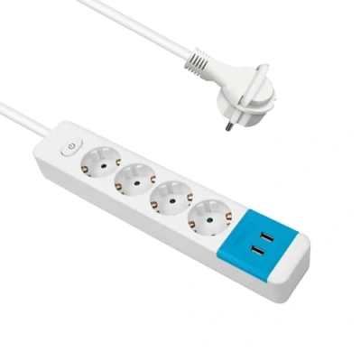 Abbildung von EXTRASTAR Steckdosenleiste mit 4 Steckdosen und 2 USB Ports, Schalter, 1,5 m, für Zuhause, Büro Reisen, 3680 W, 3 G x 1,0 mm², 1 Stück