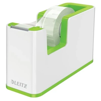 Abbildung von Leitz Klebeband Tischabroller, Fester Stand, Klebebandabroller inkl. Klebeband, Weiß/Grün, Duo Colour, WOW, 53641054
