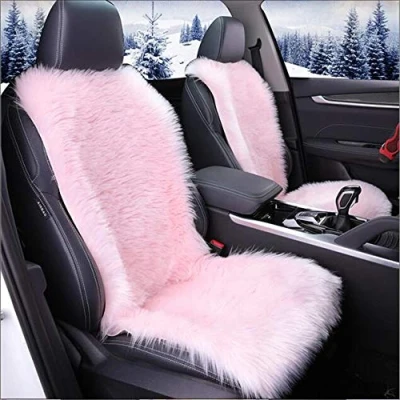 Abbildung von 1er Sitzauflage Autositzbezug Auto Sitzbezug Lammfell Vordersitzbezug Universal (Pink)