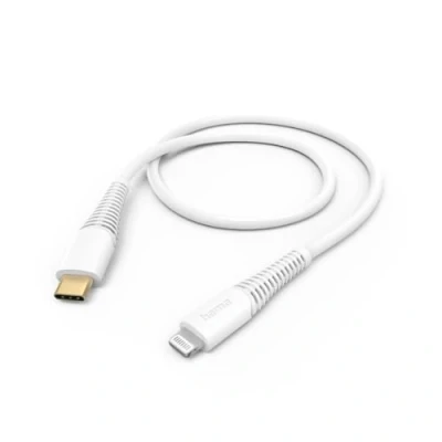 Abbildung von Hama Ladekabel USB C auf Lightning (iPhone Ladekabel, Kabel, iPhone 14 13 12 11 Pro Max Plus mini SE XS XR X 8 7, iPad Air mini, iPod, MFI zertifiziert, vergoldet, 1,5m) weiß