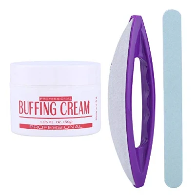 Abbildung von Nagel Polier Set, Poliermaschine für Maniküre und Pediküre Hochglanz Nagelfeile Nail Art 3 Teile/satz Buffing Cream + Polierfeile Buffer Streifen Polieren Kit