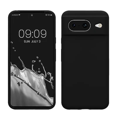 Abbildung von kwmobile Hülle kompatibel mit Google Pixel 8 Silikon Handy Case Handyhülle weiche Oberfläche kabelloses Laden Schwarz