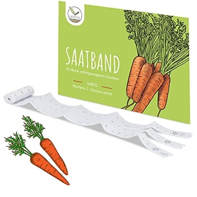 Abbildung von 5m Saatband Karotten Samen (Nantaise 2 Daucus carota) Saftig, knackige Möhren ideal für die Anzucht im Garten, Balkonkasten &amp; Gemüsebeet