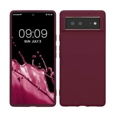 Abbildung von kwmobile Hülle kompatibel mit Google Pixel 6 weiches TPU Silikon Case Cover geeignet für kabelloses Laden Magenta Lila
