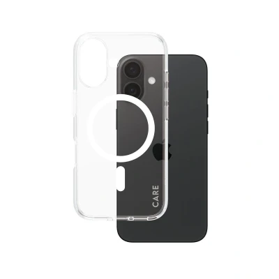Abbildung von Apple iPhone 16 Hülle MagSafe Recycelter Kunststoff PanzerGlass Hard Case/Backcover Handyhülle Weiß Shockproof/Stoßfest