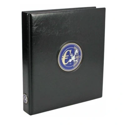 Abbildung von Safe, Premium, Album (4 Ringe) für Euro Münzsätze inkl. 2 Blätter und blaue Vordruckblätter Schwarz Abm: 235x265x45 mm. pro Stk.