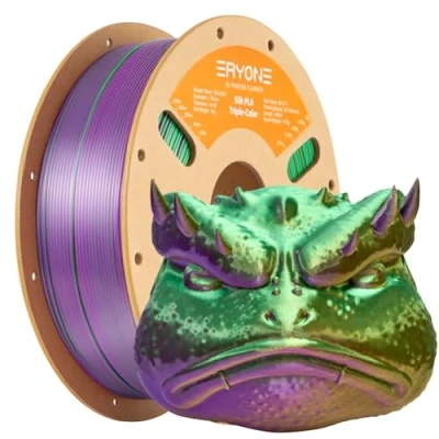 Abbildung von ERYONE Dreifarbiges Seiden PLA Filament 1.75mm,Seidiges Mehrfarbiges für 3D Drucker +/ 0,03 mm,Co Extrusion 1 kg/Spule, Gold&amp; Grün&amp; Lila