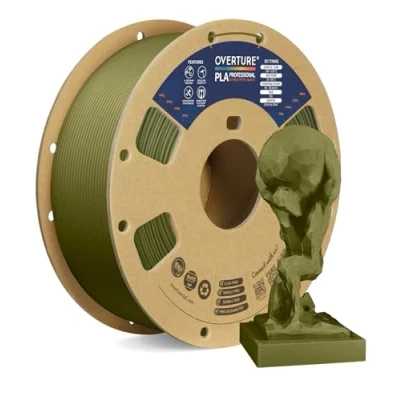 Abbildung von OVERTURE PLA Plus (PLA+) Filament 1,75 mm, professionelle Festigkeit, 1kg (2,2 lbs), Maßgenauigkeit +/ 0,02 mm für 3D Drucker (Armeegrün)