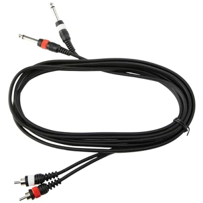 Abbildung von CASCHA Professionelles Audio Kabel, 2 x Klinke 6.3mm male auf Chinch male, 3m Länge, Schwarz