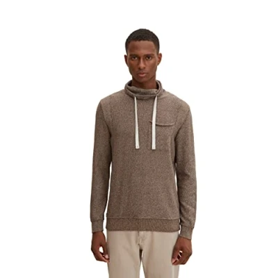 Abbildung von TOM TAILOR Herren Snood Strickpullover mit Brusttasche 1033654, 30644 Brown Melange Structure, L