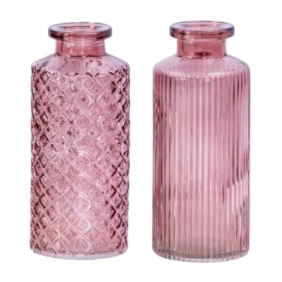Abbildung von Levandeo® Dekovase, 2er Set Vase H10cm Rosa Glas Blumenvase Tischdeko Frühling