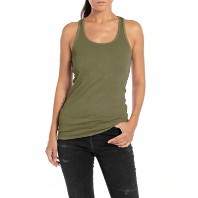 Abbildung von Replay Garment DYED Stretch Top, Damen, Größe: Medium, Light military
