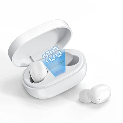 Abbildung von Kopfhörer Kabellos, In Ear Bluetooth 5.2 mit Mikrofon, HiFi Stereo, Kabellose LED Anzeige, Wireless Noise Cancelling Earbuds für Arbeit, Studium und Reisen, Weiß
