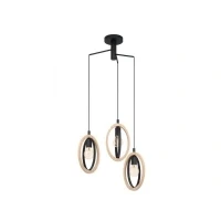 Abbildung von Eglo 43463 Hängeleuchte BASILDON Stahl schwarz, Holz braun E27 3X40W H:130cm Ø:61,5cm dimmbar