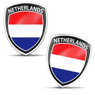 Abbildung von Biomar Labs 2 x Aufkleber 3D Gel Silikon Abzeichen Stickers Auto Motorrad Fahrrad Fenster Tür PC Handy Tablet Laptop Niederlande Niederländische Flagge Flag Fahne F 229