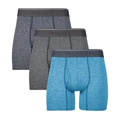 Abbildung von Hanes Herren Comfort Flex Fit Breathable Stretch Mesh Boxer Brief 3 Pack Retroshorts, Blau/Grau/Indigo, Small