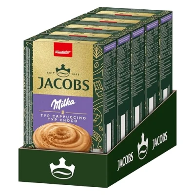 Abbildung von Jacobs Cappuccino Milka Kaffeespezialität, 40 Sticks mit löslichem Bohnenkaffee, 5 x 8 Getränke
