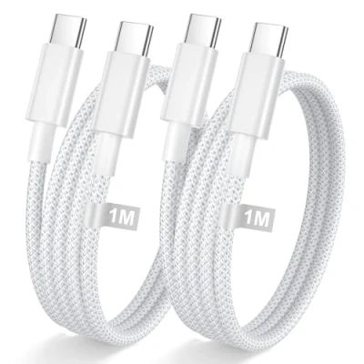 Abbildung von iPhone 15 16 Ladekabel 1M 2Pack, 60W USB C auf Kabel Apple USBC Schnellladekabel Nylon für Pro Max/Plus/16/15,iPad Pro/Air