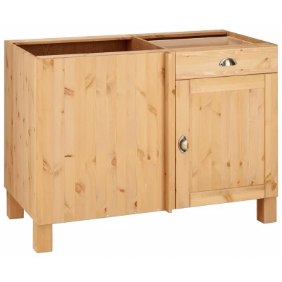 Abbildung von Home affaire Eckunterschrank &quot;Oslo&quot;, 110 cm breit, aus massiver Kiefer, Metallgriffe, Landhaus Optik