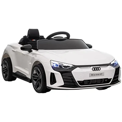 Abbildung von HOMCOM Elektro Kinderauto mit Fernbedienung, Kinderfahrzeug Sicherheitsgurt, Belastbarkeit 25 kg, (1 tlg), für Garten, Balkon, Weiß