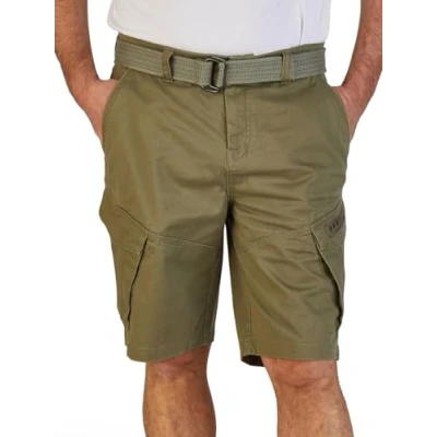 Abbildung von DENIMFY Cargo Shorts Herren Stretch mit Gürtel Regular Fit DFPhil Kurze Hosen Cargoshorts Sommer, Größe:XXL, Farbe:Ivy Olive