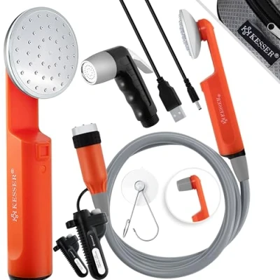 Abbildung von KESSER Gartendusche, Campingdusche mit Akku Tauchpumpe Handbrause 2x 2200 mAh