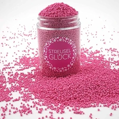 Abbildung von Streusel Glück Just Pure rosa 90g Nonpareilles Zuckerperlen Zuckestreusel Kindergeburtstag Weihnachten Tortendeko Cupcakes Muffins Christmas Kuchenstreusel Plätzchen Torte