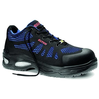 Abbildung von ELTEN Sicherheitsschuhe LOGAN blue Low ESD S1, Herren, Textil, Kunststoffkappe (leichter als Stahlkappe), leicht, sportlich, Schwarz/Blau, Größe: 45