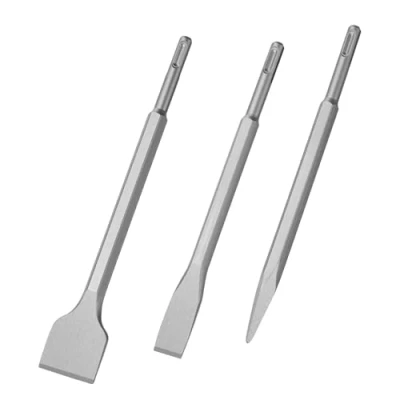 Abbildung von flintronic Meißel Set SDS 3tlg, plus, Meißelset 22 25CM, plus Bohrer Set, Hochwertiges Spitz und Fliesenmeißel für Standardarbeiten in Beton/Baustein