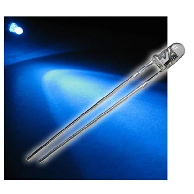 Abbildung von world trading net 20 LEDs 3mm wasserklar blau Typ WTN 3 7000b, Leuchtdiode, bedrahtet, Diode Leuchtend, als Bauteil