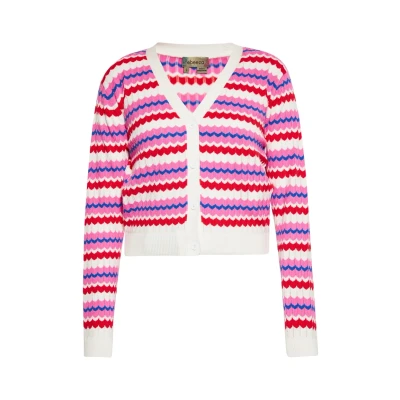 Abbildung von myMo Cobranded WITH Ebeeza Strickjacke, Damen, Größe: 34, Wollweiss mehrfarbig