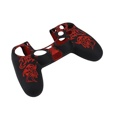 Abbildung von BIKING Hülle für PS4 Controller, Weiche Silikonhülle Skin Grip Shell Cover Playstation 4 Controller(Schwarz Rot)