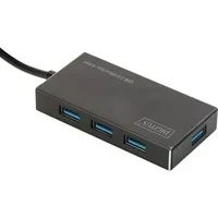 Abbildung von DIGITUS USB Hub 4 Ports Super Speed 3.0 5 GBit/s Plug&amp;Play Aluminium Gehäuse Schwarz