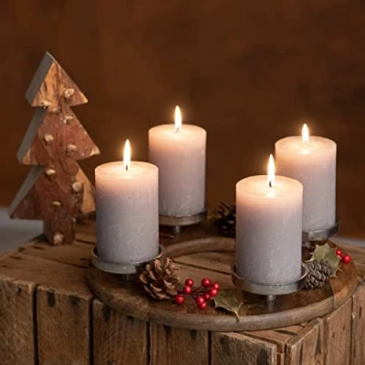 Abbildung von Kamelio Adventskranz Holz Rund 30cm Kerzenständer Advent Kerzenhalter Weihnachtskranz