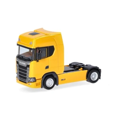 Abbildung von Herpa LKW Modell Scania CS 20 HD Zugmaschine, ginstergelb, Miniatur im Maßstab 1:87, Sammlerstück, Made in Germany, Kunststoff, Normal