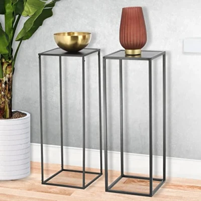 Abbildung von Spetebo Beistelltisch Metall eckig 2er Set 70 cm (2er Set, 2 St., aus Metall), Blumenhocker in anthrazit im Höhe ca.