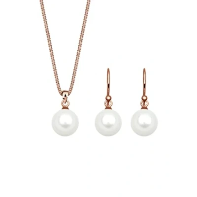 Abbildung von Elli SET Muschelkernperle Geschenkidee Ohrringe, Damen, Größe: 45, Roségold