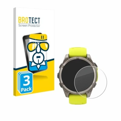 Abbildung von BROTECT (3 Stück Panzer Schutz Glas für Garmin Fenix 8 Solar (47 mm) 9H Echtglas, Displayschutz