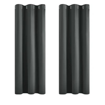 Abbildung von Deconovo Blickdicht Gardinen mit Ösen für Schlafzimmer Thermogardinen Vorhang Blickdicht, 138x107cm(HöhexBreite), Dunkelgrau, 2er Set