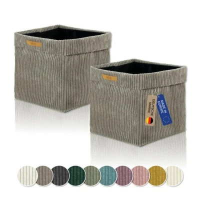 Abbildung von Lycce Regalkorb Kallax Boxen Cord 2er Set taupe, Aufbewahrungsbox faltbar 33x33x31cm (2 St)