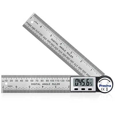 Abbildung von Winkelmesser, Preciva Digitaler Winkelmesser mit Bildschirm HOLD und 180 drehbar Funktion, 400mm Winkelschmiege Lineal aus Edelstahl für Holzarbeiten, Heimarbeit größes Display