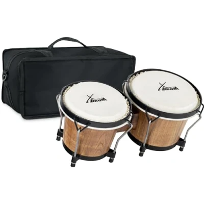 Abbildung von XDrum Bongo Bongos Club 6&quot; Macho und 7&quot; Hembra, (Spar Set, 3, inkl. Stimmschlüssel &amp; Bongotasche), mit Naturfellen professionellem Stimmsystem