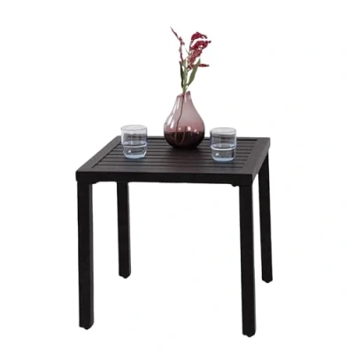 Abbildung von MFSTUDIO Gartentisch, Beistelltisch aus Metall, Balkontisch, Gartentisch für Kaffee, Tee, Bistro, Kleiner Tisch, Outdoor, Schwarz