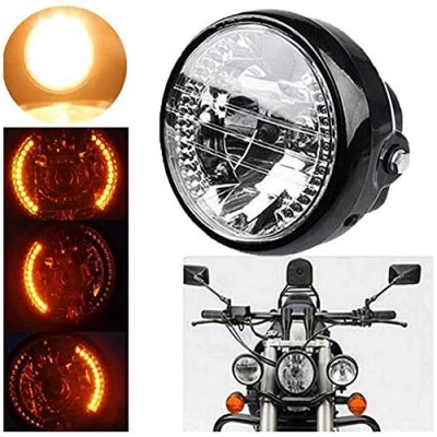Abbildung von Krtopo 35W Motorrad Scheinwerfer mit Blinker Universal 7 Zoll Halogen Frontleuchte