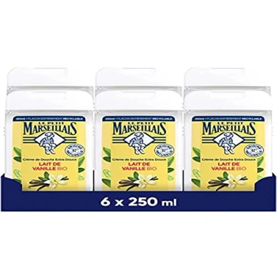 Abbildung von Le Petit Marseillais Extra weiche Bio Vanille Milch Duschcreme (6 x 250 ml) 92% Inhaltsstoffe natürlichen Ursprungs vollständig recycelbare Flasche