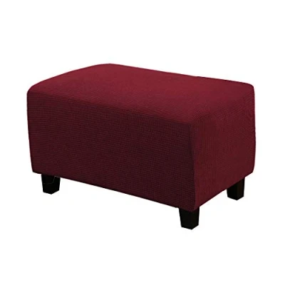 Abbildung von WINS Ottomanen Schutzhülle für rechteckige Fußstütze, dehnbar, Ottoman, Sofa, rechteckiger Sitzsack, Weinrot